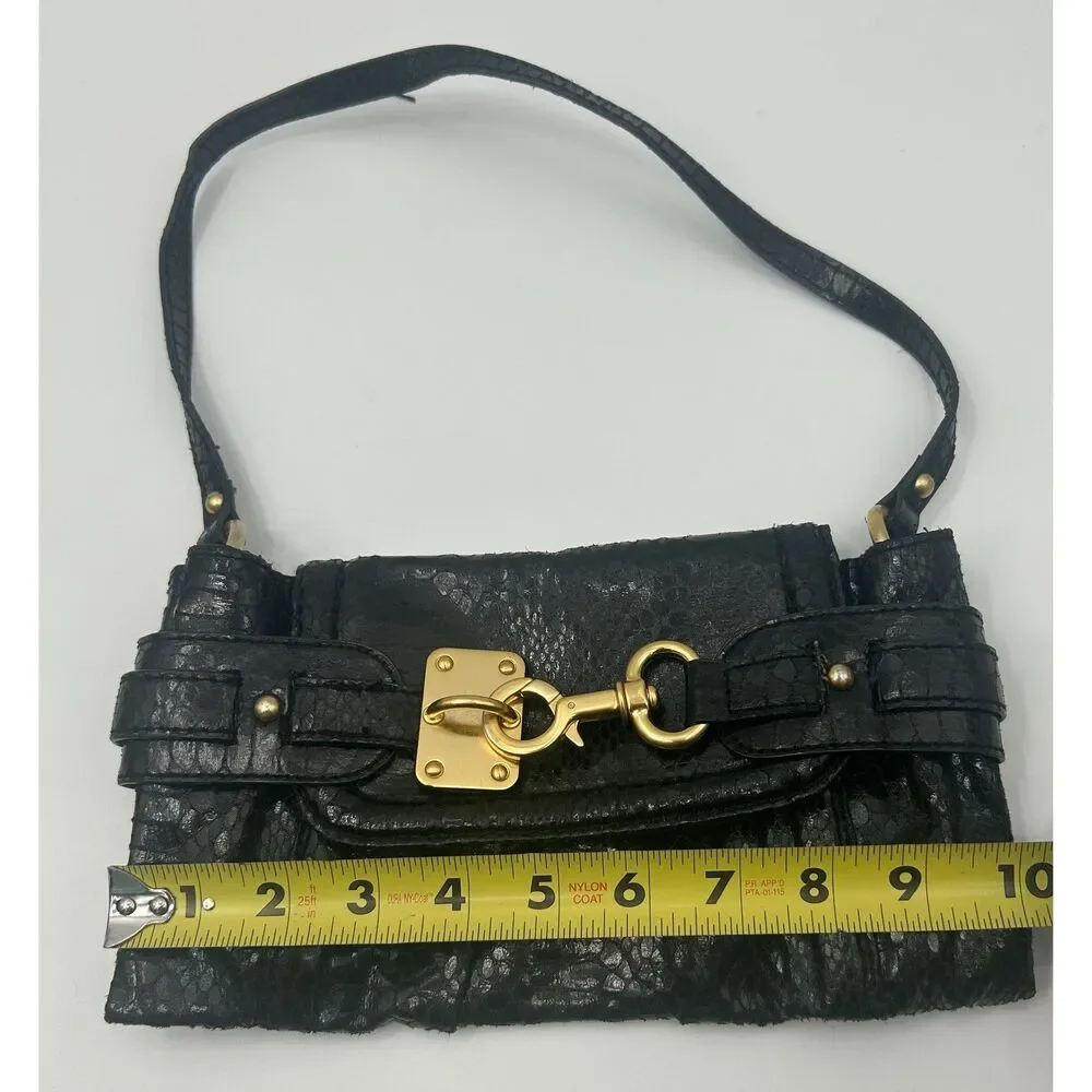 Vintage Y2K The Limited Black Faux Snake Skin Shoulder Bag Gold Clasp Purse